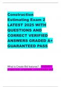 Construction Estimating Exam 2 LATEST 2025 WITH QUESTIONS AND CORRECT VERIFIED ANSWERS GRADED A&plus; GUARANTEED PASS
