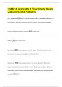 NUR218 Semester 1 Final Study Guide  Questions and Answers 