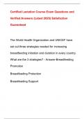 Certified Lactation Course Exam Questions and  Verified Answers &lpar;Latest 2025&rpar; Satisfaction  Guaranteed