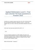Applied Mathematics Level 6 - Final Quiz &lpar;Scored 75&rpar; Exam Questions & Answers 2025