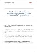 6&period;0 Applied Mathematics In Biotechnology &lpar;Version A&rpar; Exam Questions & Answers 2025