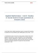 Applied Mathematics - Unit 6 Studies In Social Science Exam Questions & Answers 2025