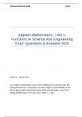 Applied Mathematics - Unit 1 Functions In Science And Engineering Exam Questions & Answers 2025