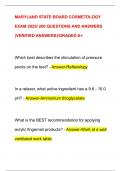 MARYLAND STATE BOARD COSMETOLOGY  EXAM 2025&sol; 200 QUESTIONS AND ANSWERS  &lpar;VERIFIED ANSWERS&rpar;&sol;GRADED A&plus;