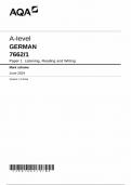 AQA A level GERMAN PAPER 1 MARK SCHEME 2024 &lpar;7662&sol;1&rpar;