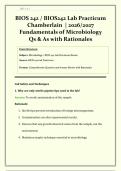 BIOS 242 &sol; BIOS242 Lab Practicum Chamberlain  &vert; 2026&sol;2027 &vert; Fundamentals of Microbiology &vert;  Qs & As with Rationales &vert; Staining&comma; Media&comma; Tests &vert; Grade A &vert; Verified Solutions