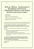 BIOS 242 &sol; BIOS242 &ndash; Fundamentals of Microbiology Lab Practicum &lpar;Chamberlain University&comma; 2026&rpar; Verified Questions and Answers&comma; Grade A