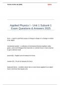 Applied Physics I - Unit 1 Subunit 1 Exam Questions & Answers 2025