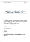 Applied Physics Simple Machines Questions & Answers 2025