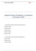 Applied Physics B Midterm 1 Questions & Answers 2025