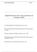 Applied Physics Post Test Questions & Answers 2025