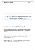 PHY2004 Applied Physics Final Exam Questions & Answers 2025