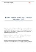 Applied Physics Final Exam Questions & Answers 2025