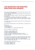 LIFE INSURANCE AND ANNUITIES QUESTIONS AND ANSWERS