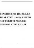 GENETICS BIOL 210 &sol; BIOL210 FINAL EXAM 110&plus; QUESTIONS AND CORRECT ANSWERS 2025&sol;2026 LATEST UPDATE&period;