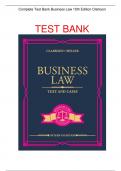Complete Test Bank Business Law 15th Edition Clarkson Questions & Answers with rationales &lpar;Chapter 1-51&rpar;