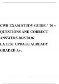 CWB EXAM STUDY GUIDE &sol; 70 &plus; QUESTIONS AND CORRECT ANSWERS 2025&sol;2026 LATEST UPDATE ALREADY GRADED A&plus;&period;