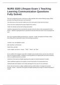 NURS 3320 Lifespan Exam 1 Teaching Learning Communication Questions Fully Solved&period;