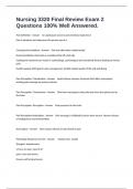 Nursing 3320 Final Review Exam 2 Questions 100&percnt; Well Answered&period;