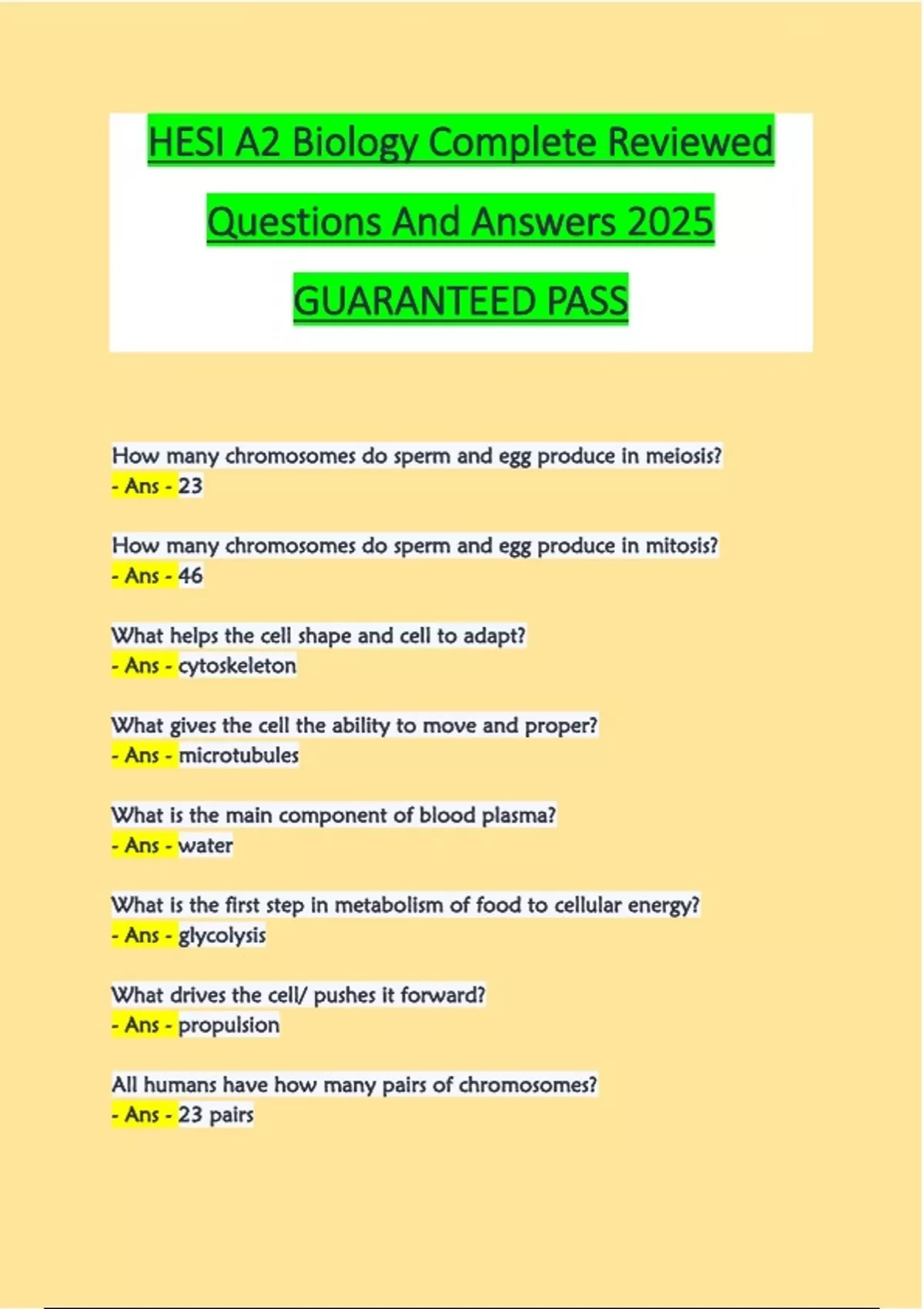 HESI A2 Biology Complete Reviewed Questions And Answers 2025 GUARANTEED ...
