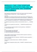 MODULE 5&colon; THE T-TEST &lpar;PORTAGE LEARNING STATISTICS CNSL 503&comma; THE T-TEST&rpar; QUESTIONS AND ANSWERS 100&percnt; CORRECT