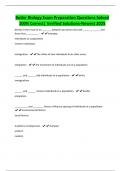 Butler Biology Exam Preparation Questions Solved 100&percnt; Correct&vert; Verified Solutions-Newest 2025