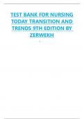TEST BANK FOR NURSING TODAY TRANSITION AND TRENDS 9TH EDITION BY ZERWEKH