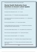 Mental Health Medication Exam Questions & Answers Latest Update