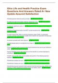 Ohio Life and Health Practice Exam Questions And Answers Rated A&plus; New Update Assured Satisfaction