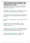 PLATO Economics End of Semester Test EXAM QUESTIONS AND ANSWERS 100- SOLVED