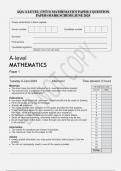 AQA A LEVEL &lpar;7357&sol;1&rpar; MATHEMATICS PAPER 1 QUESTION PAPER&plus;MARK SCHEME JUNE 2024