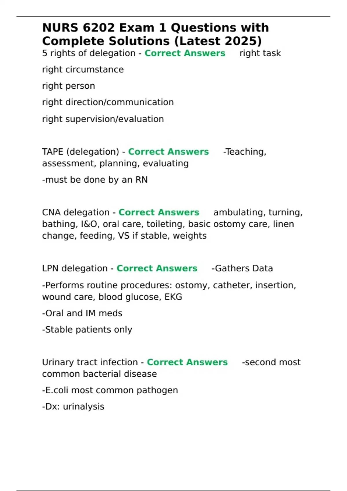 NURS 6202 Exam 1 Questions with Complete Solutions (Latest 2025) - NURS ...