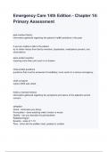 Emergency Care 14th Edition - Chapter 14 Primary Assessment questions and answers