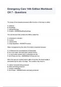 Emergency Care 14th Edition Workbook CH 7 - Questions and answers