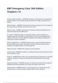 EMT Emergency Care 14th Edition Chapters 1-8 questions and answers