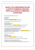 MATC CNA MIDTERM EXAM LATEST VERSION&vert; BRAND NEW 2025 WITH VERIFIED ANSWERS