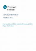 2024 Pearson Edexcel Gcse Biblical Hebrew Mark Scheme Paper 2 &lpar;1BHO&sol;02&colon; Literature&rpar;