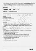 AQA A LEVEL &lpar;7262&sol;W&rpar; DRAMA& THEATRE COMPONENT 1 DRAMA AND THEATRE QUESTION PAPER&plus; MARK SCHEME JUNE 2024