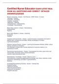 Certified Nurse Educator EXAM LATEST REAL EXAM ALL QUESTIONS AND CORRECT  DETAILED ANSWERS&vert;AGRADE