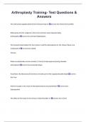 Arthroplasty Training- Test Questions &  Answers