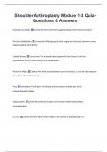 Shoulder Arthroplasty Module 1-3 Quiz-  Questions & Answers