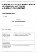 VITA Advanced Exam &lpar;2025&rpar; &vert;COMPLETE GUIDE WITH QUESTIONS AND VERIFIED ANSWERS&vert;GET IT 100&percnt; CORRECT