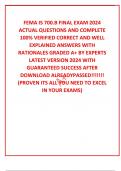FEMA IS 700&period;B FINAL EXAM 2024 ACTUAL QUESTIONS AND COMPLETE 100&percnt; VERIFIED CORRECT AND WELL EXPLAINED ANSWERS WITH RATIONALES GRADED A&plus; BY EXPERTS LATEST VERSION 2024 WITH GUARANTEED SUCCESS AFTER DOWNLOAD ALREADYPASSED&excl;&excl;&excl;&excl;&excl;&excl;&excl; &lpar;PROVEN ITS ALL YOU NEED TO E