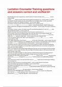 Lactation Counselor Training questions and answers correct and verified A&plus;