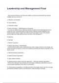 Leadership and Management Final QUESTIONS AND CORRECT DETAILED ANSWERS 2025&sol;2026 &lpar;VERIFIED ANSWERS&rpar; &vert;ALREADY GRADED A&plus;&vert;BRAND NEW&excl;&excl;