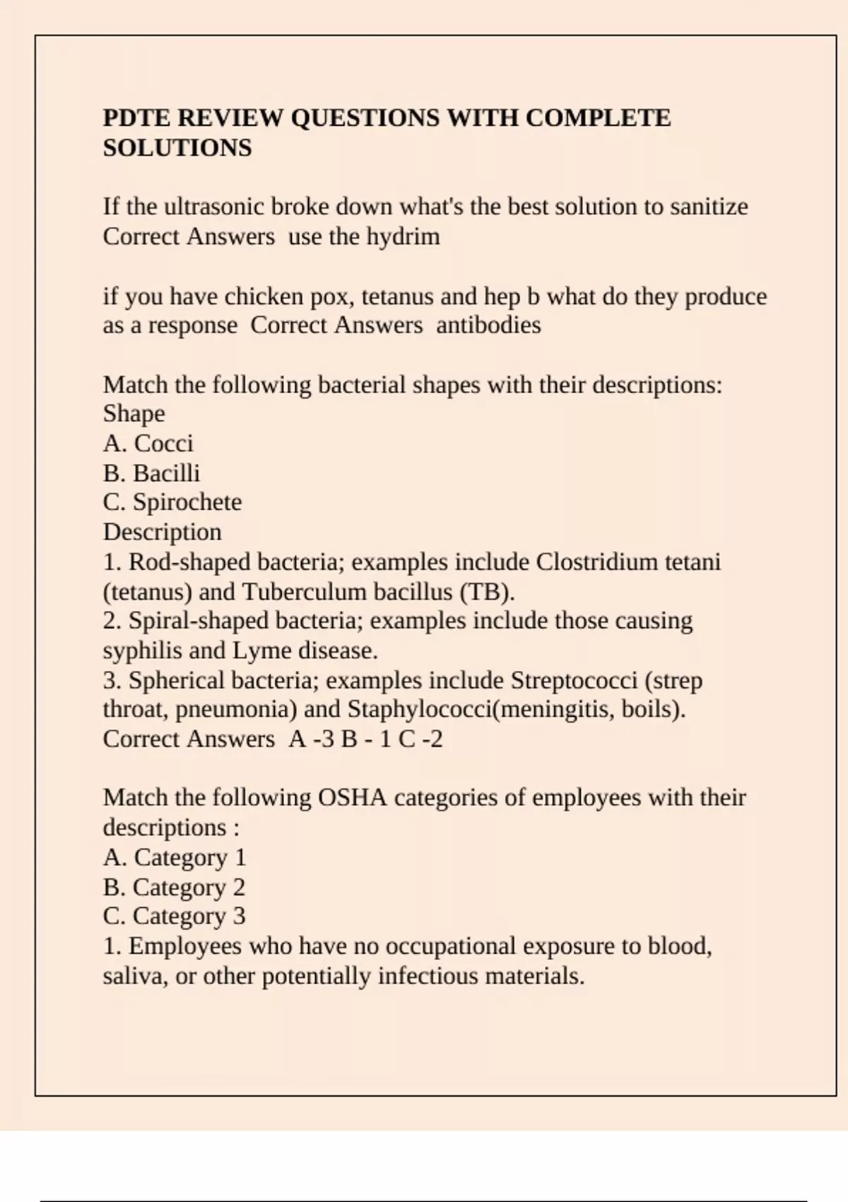 Pdte Program Guide Packet PDTE REVIEW QUESTIONS WITH COMPLETE SOLUTIONS - PDTE - Stuvia US