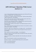 ADN 110 Exam 2 Questions With Correct Answers A&plus;