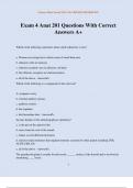 Exam 4 Anat 201 Questions With Correct Answers A&plus;