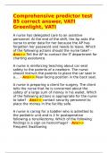 Comprehensive predictor test 85 correct answer&comma; VATI Greenlight&comma; VATI  A nurse has delegated care to an assistive personnel&period; At the end of the shift&comma; the Ap asks the nurse to enter data for her because the AP has forgotten her password and needs to leave&period;