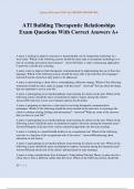 ATI Building Therapeutic Relationships Exam Questions With Correct Answers A&plus;